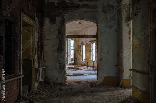 The old and ruined room of a building, lost places.