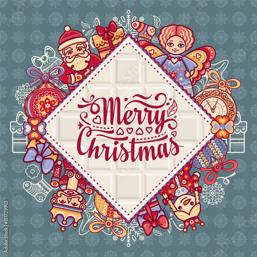 Christmas. Greeting postcard. Colorful vector illustrations for decor © Zoya Miller