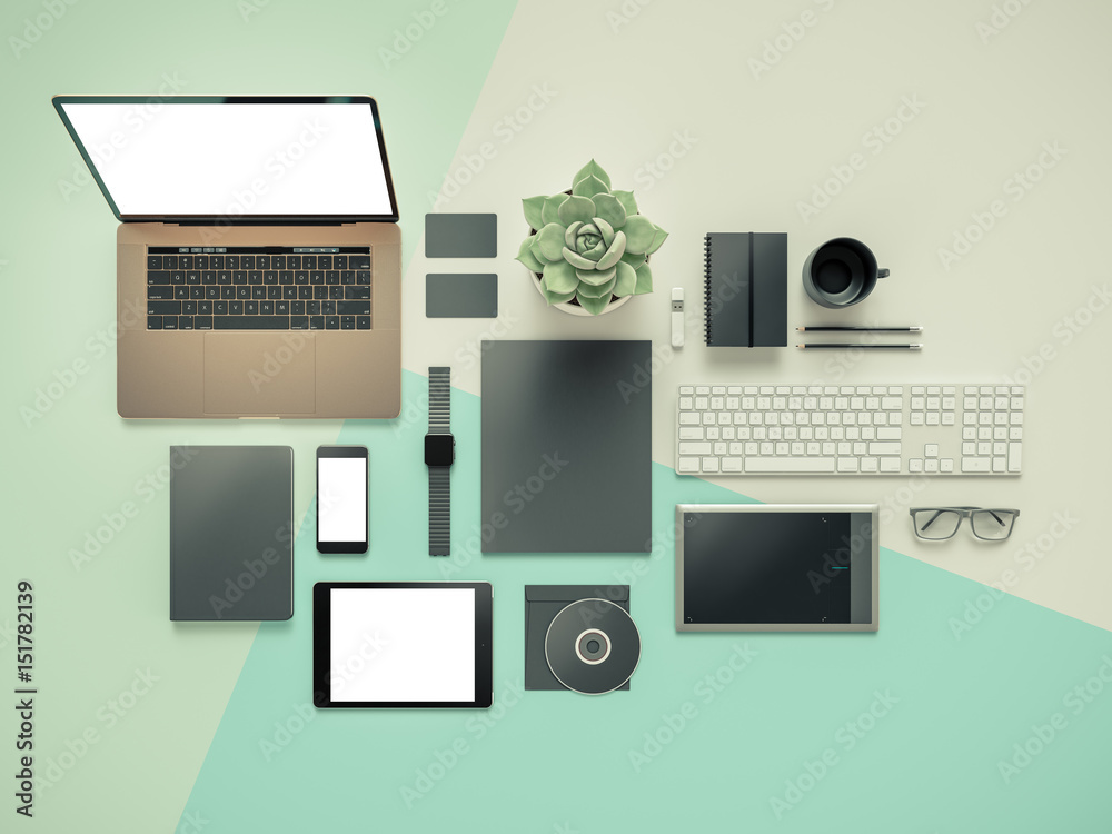 Workplace in office. 3D rendering. Specialists concept. Workplace in office. 3D rendering. Specialists concept.