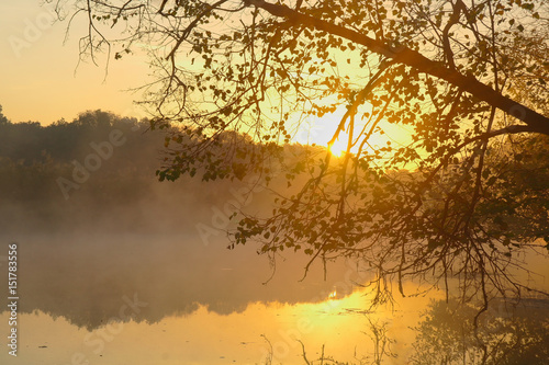 Fototapeta Naklejka Na Ścianę i Meble -  Landscape with river at early morning time