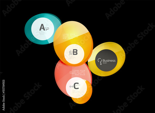 Glossy glass circle banner design template