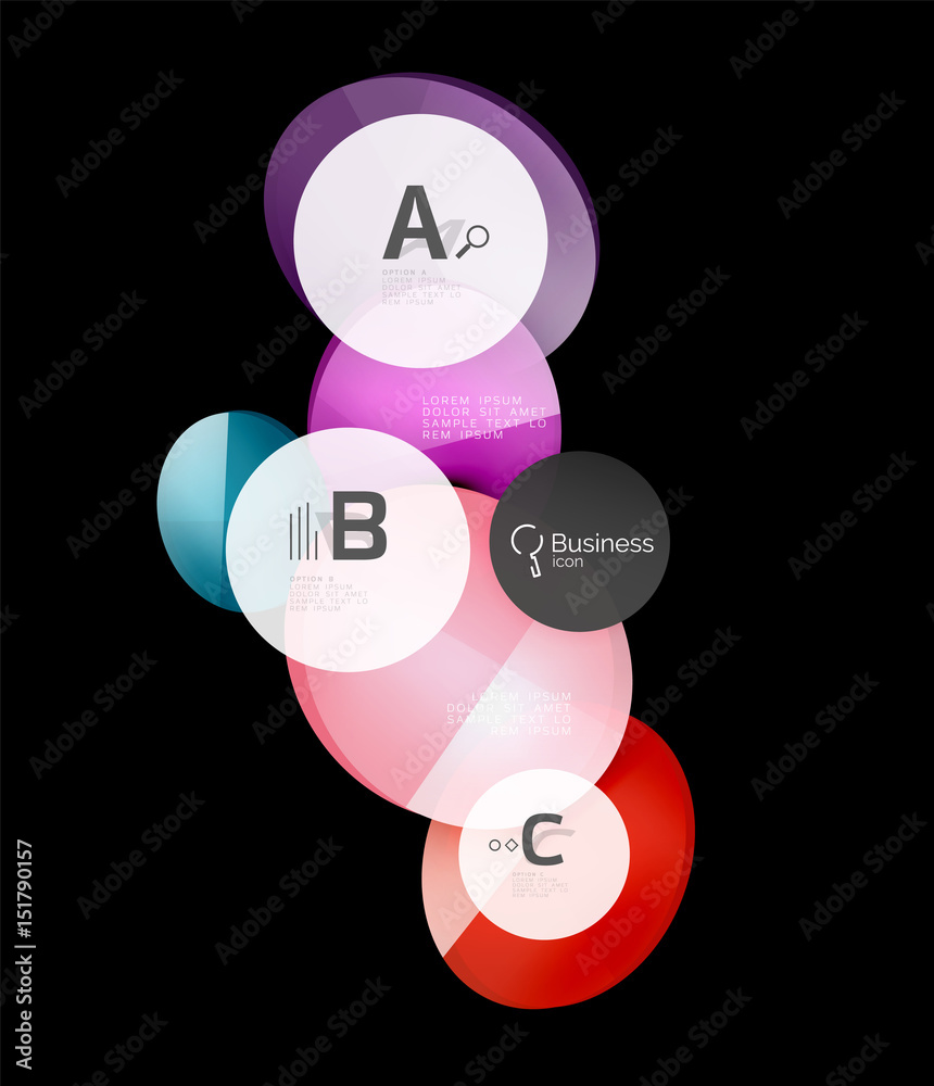 Glass color circles - infographic elements on black Glass color circles - infographic elements on black