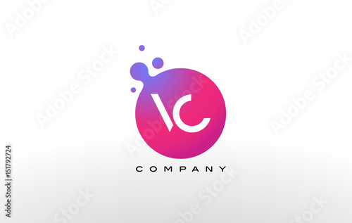 VC Letter Dots Logo Design with Creative Trendy Bubbles.