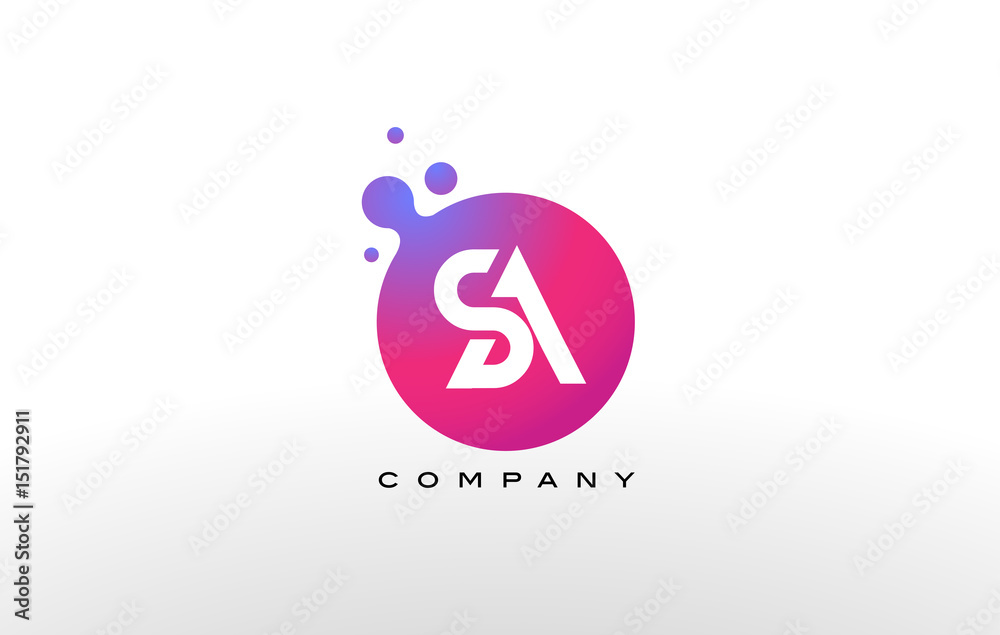 SA Letter Dots Logo Design with Creative Trendy Bubbles.