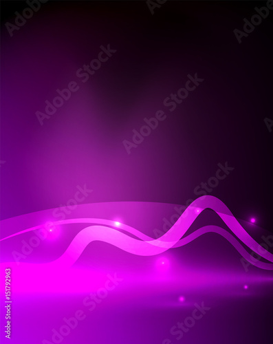 Glowing magic wave line with light effects in darkness