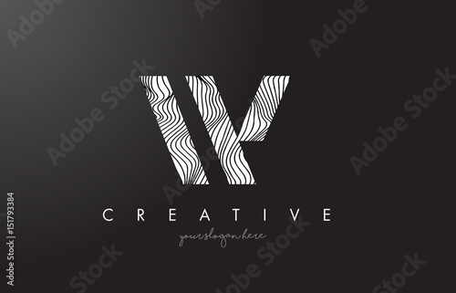 W Letter Logo with Zebra Lines Texture Design Vector.