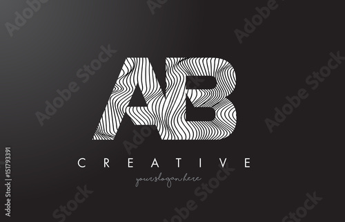 AB A B Letter Logo with Zebra Lines Texture Design Vector.