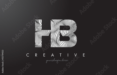 HB H B Letter Logo with Zebra Lines Texture Design Vector.