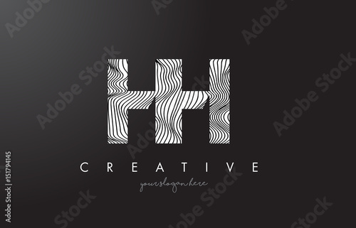 HH H H Letter Logo with Zebra Lines Texture Design Vector.