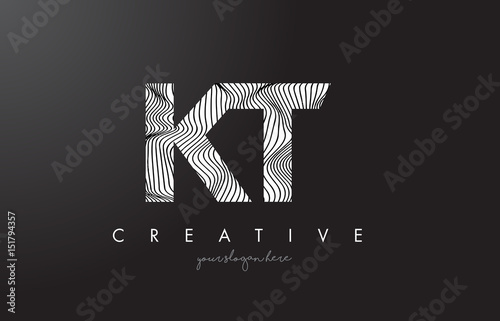 KT K T Letter Logo with Zebra Lines Texture Design Vector.