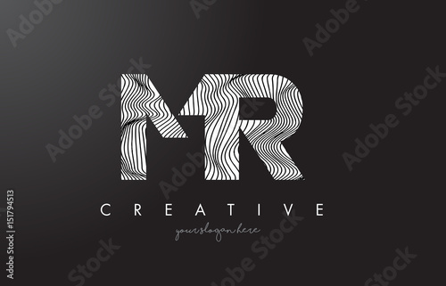 MR M R Letter Logo with Zebra Lines Texture Design Vector.