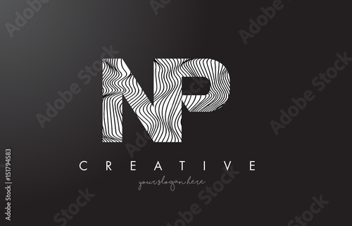 NP N P Letter Logo with Zebra Lines Texture Design Vector.