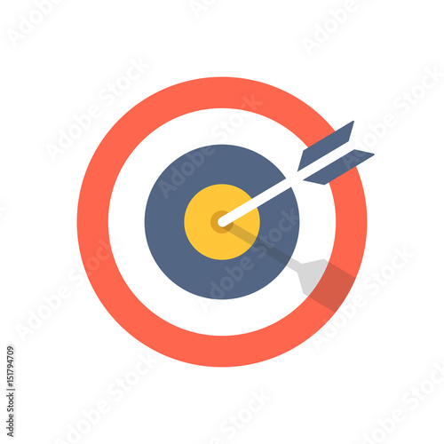 Target and arrow icon. Bullseye symbol. Modern flat design graphic illustration. Vector target and arrow icon