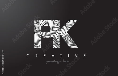 PK P K Letter Logo with Zebra Lines Texture Design Vector.