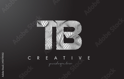 TB T B Letter Logo with Zebra Lines Texture Design Vector.