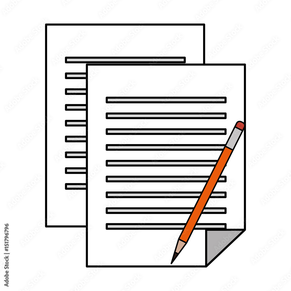 paper documents with pencil vector illustration design paper documents with pencil vector illustration design