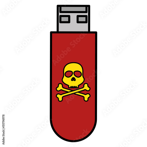 usb memory with skull vector illustration design