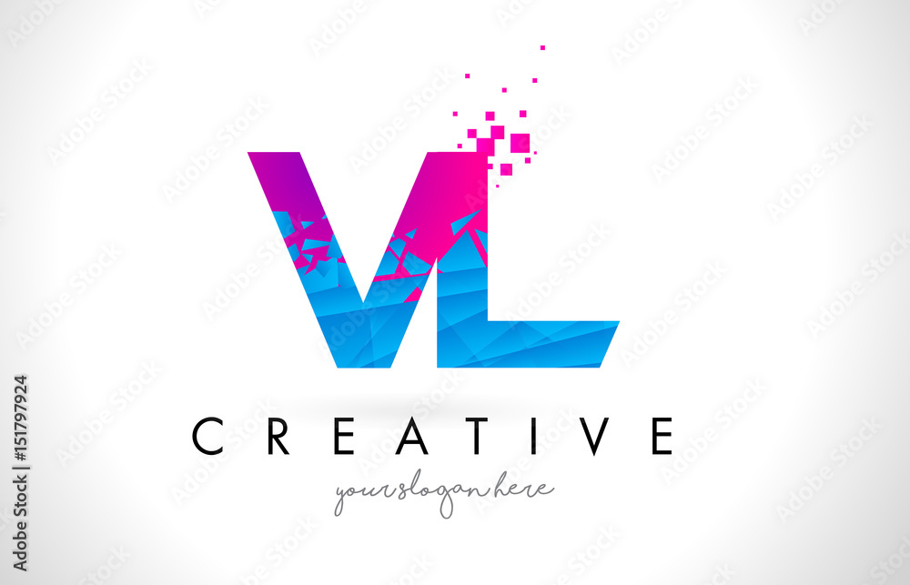 Premium Vector  Blue letter v l vl 3d logo design vector illustration