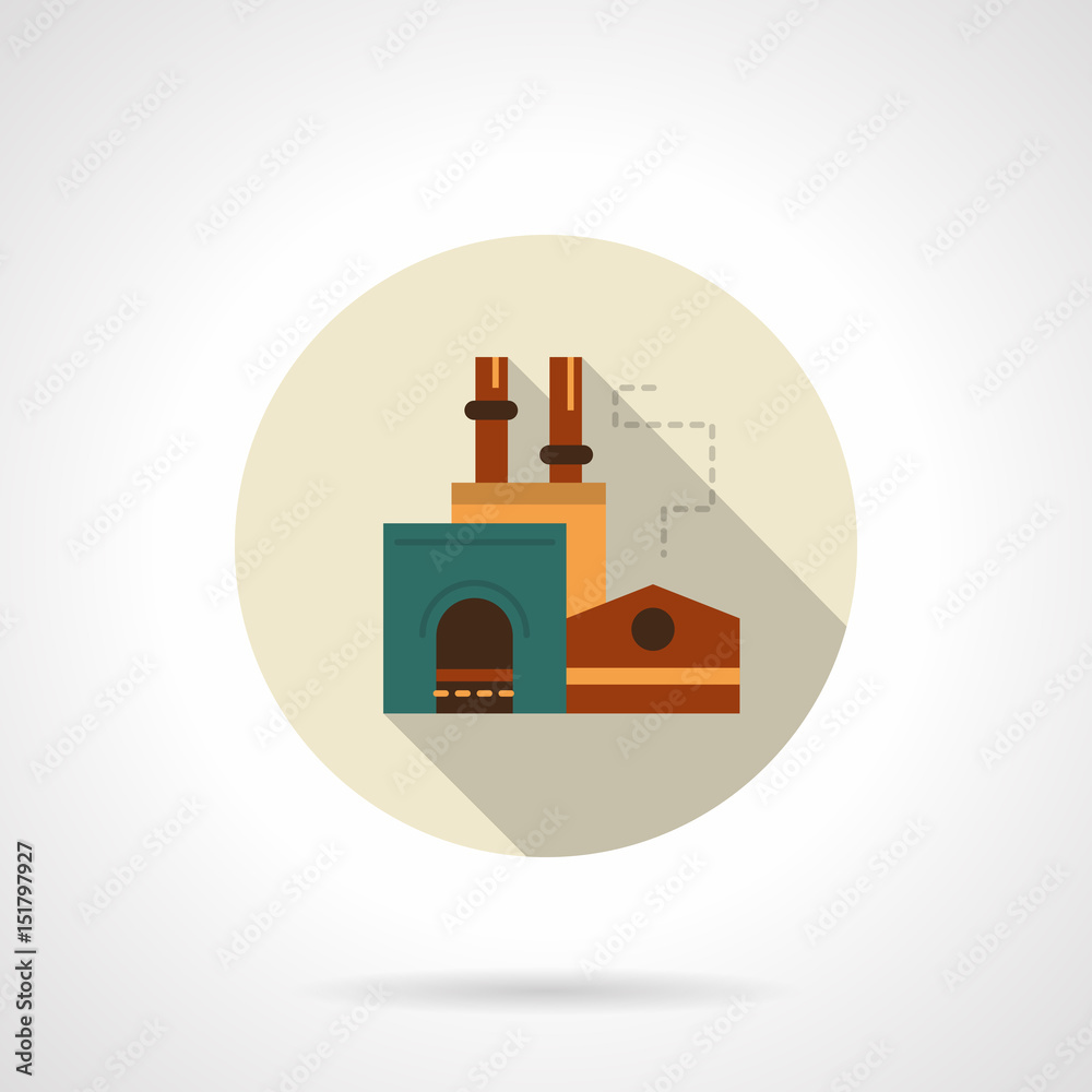 Manufacturing factory flat round vector icon Manufacturing factory flat round vector icon