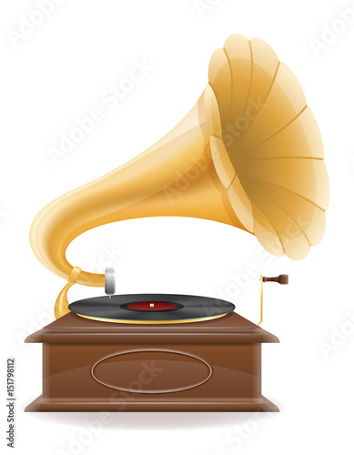 gramophone old retro vintage icon stock vector illustration