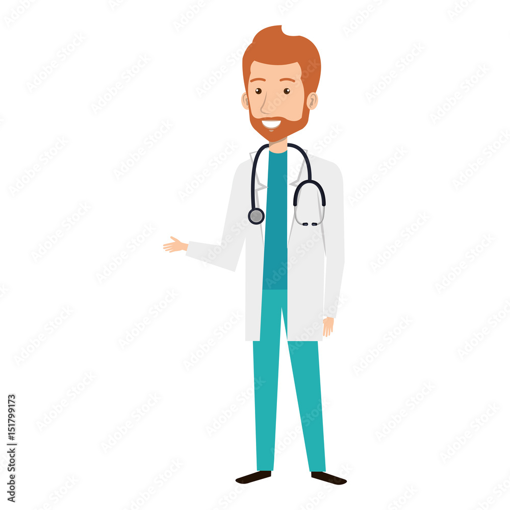 Male doctor with stethoscope avatar character vector illustration design