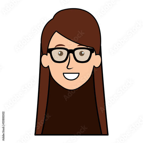 beautiful and young woman head with glasses vector illustration design