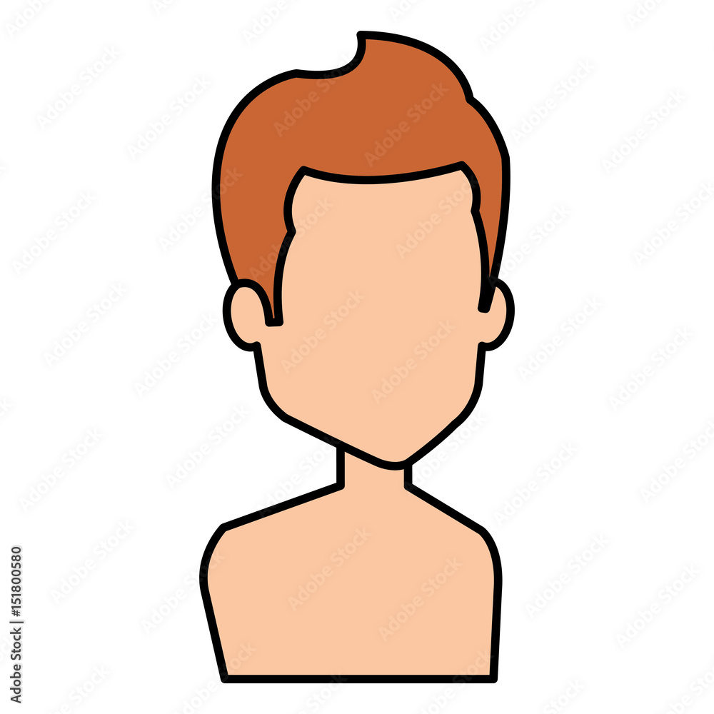 young man shirtless avatar character vector illustration design