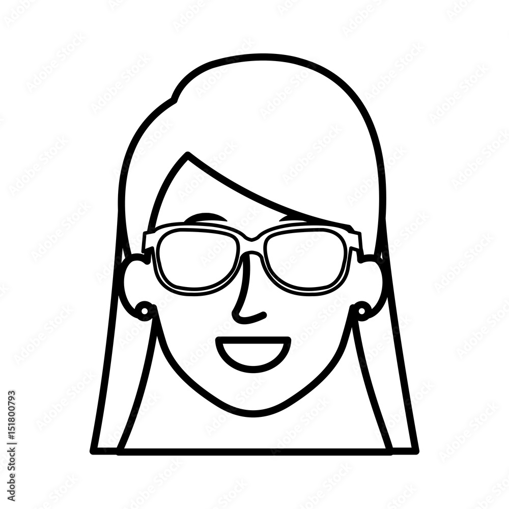 beautiful and young woman head with glasses vector illustration design beautiful and young woman head with glasses vector illustration design