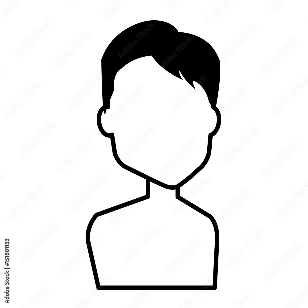 young man shirtless avatar character vector illustration design