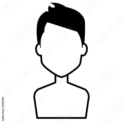 young man shirtless avatar character vector illustration design