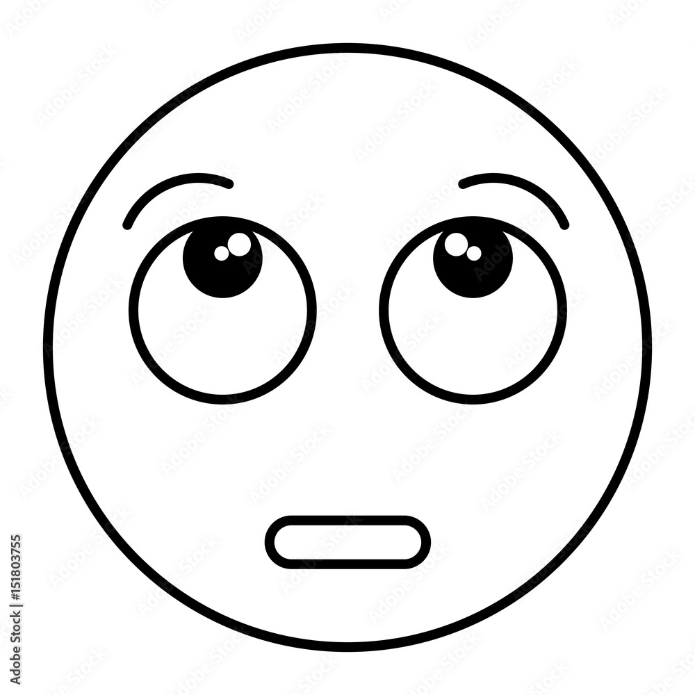 Fototapeta premium confused face emoticon kawaii character vector illustration design