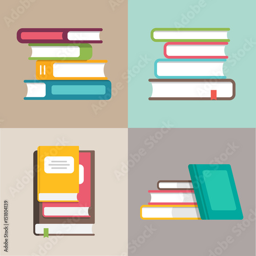 Stack or pile of books vector icons in a flat style