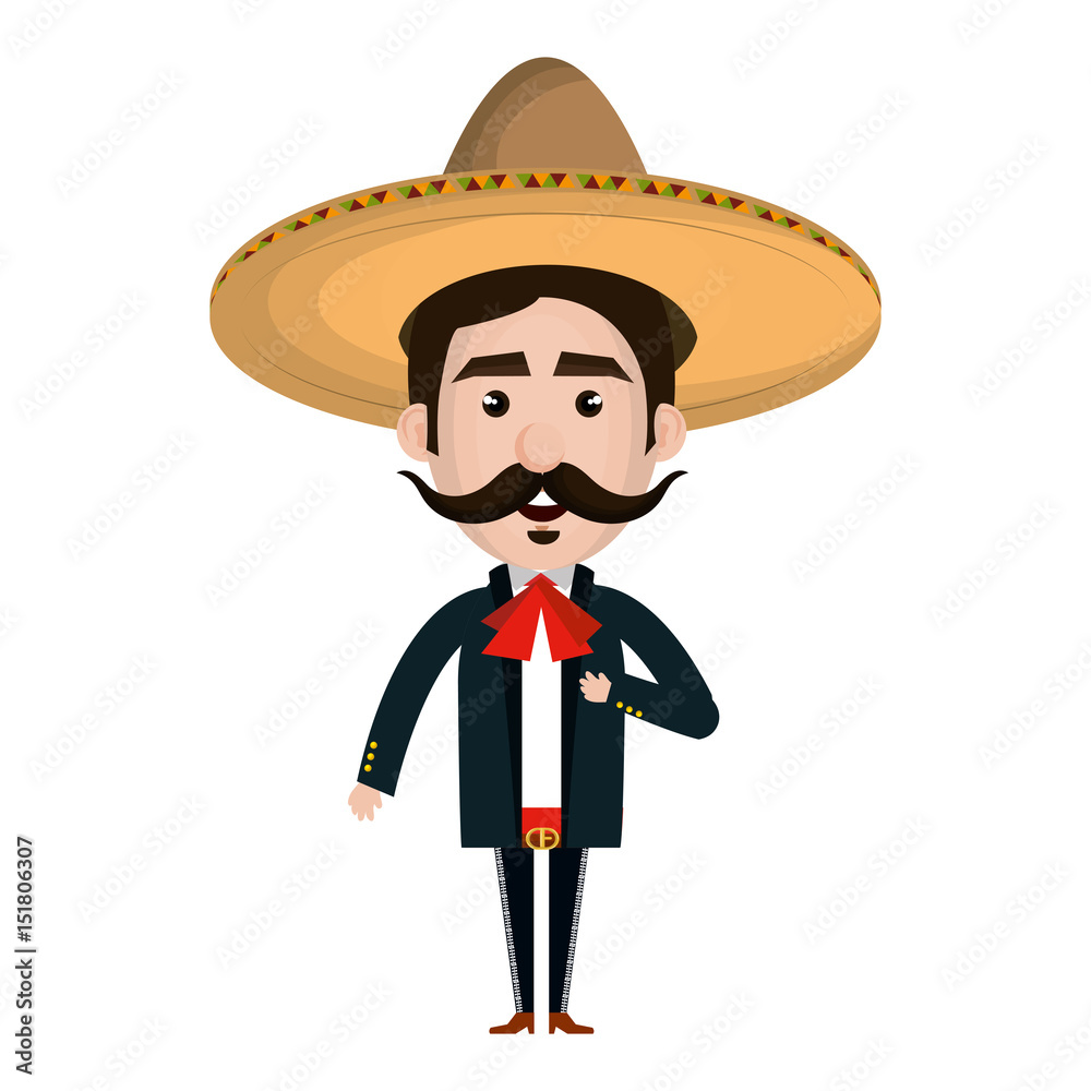 Mexican mariachi avatar character vector illustration design