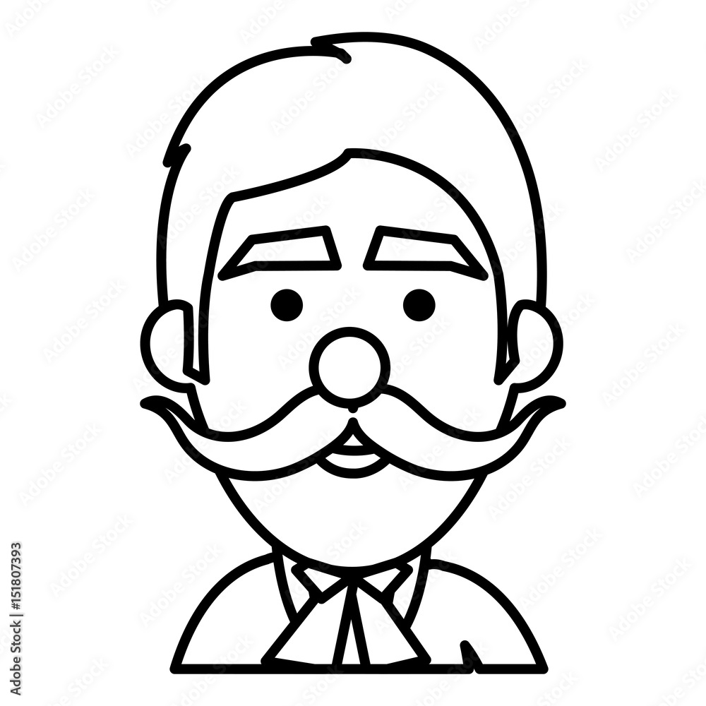 young man with mustache head avatar vector illustration design