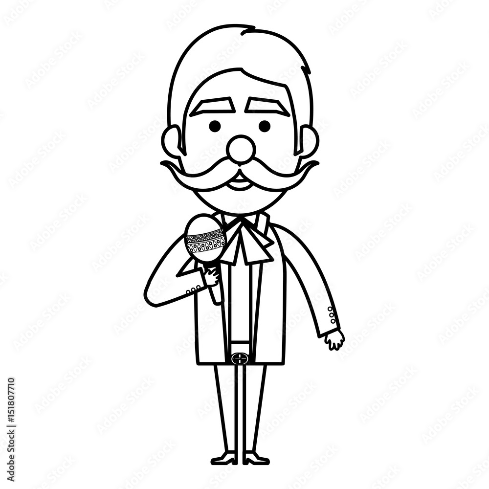 Mexican mariachi with maracas avatar character vector illustration design Mexican mariachi with maracas avatar character vector illustration design