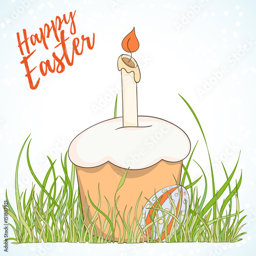 Happy Easter hand drawn retro card