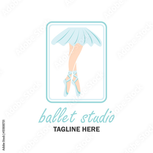 ballet logo for ballet school, dance studio. vector illustration
