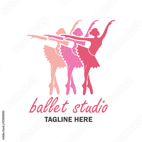 ballet logo for ballet school, dance studio. vector illustration
