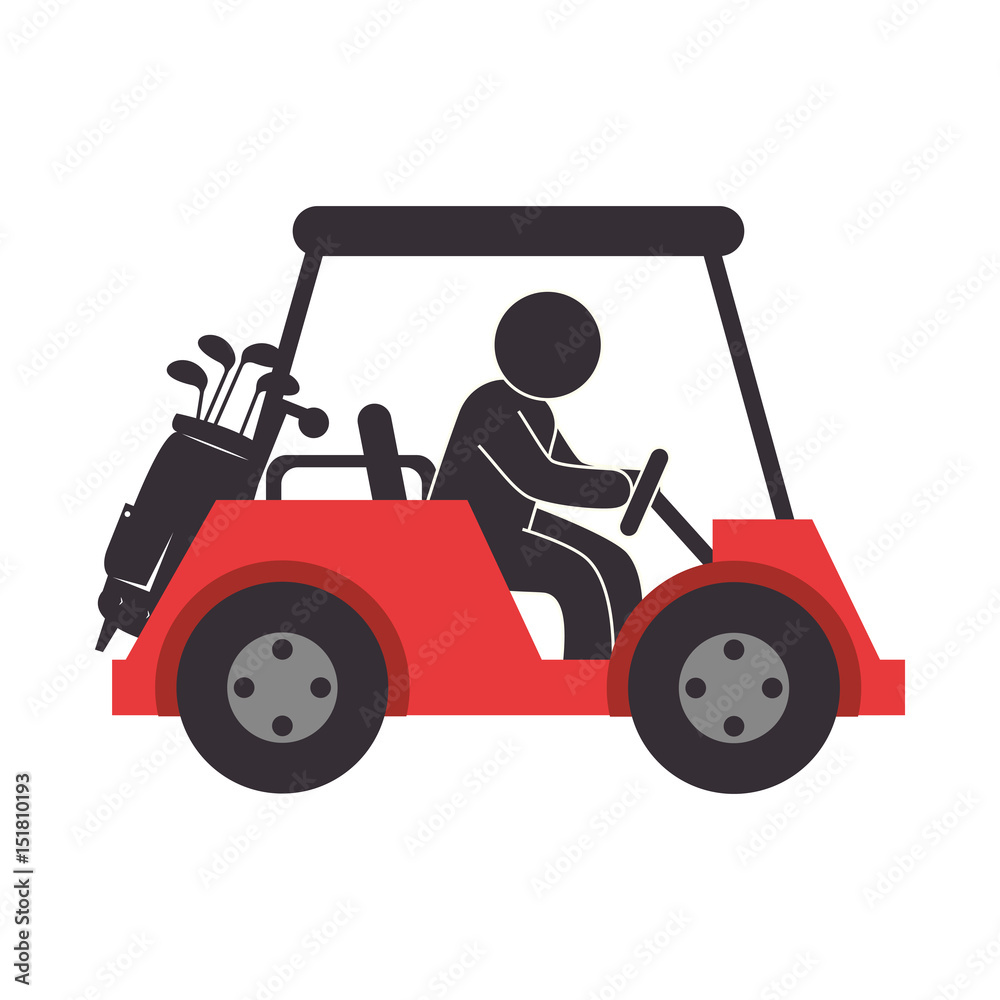 golf car with driver isolated icon vector illustration design