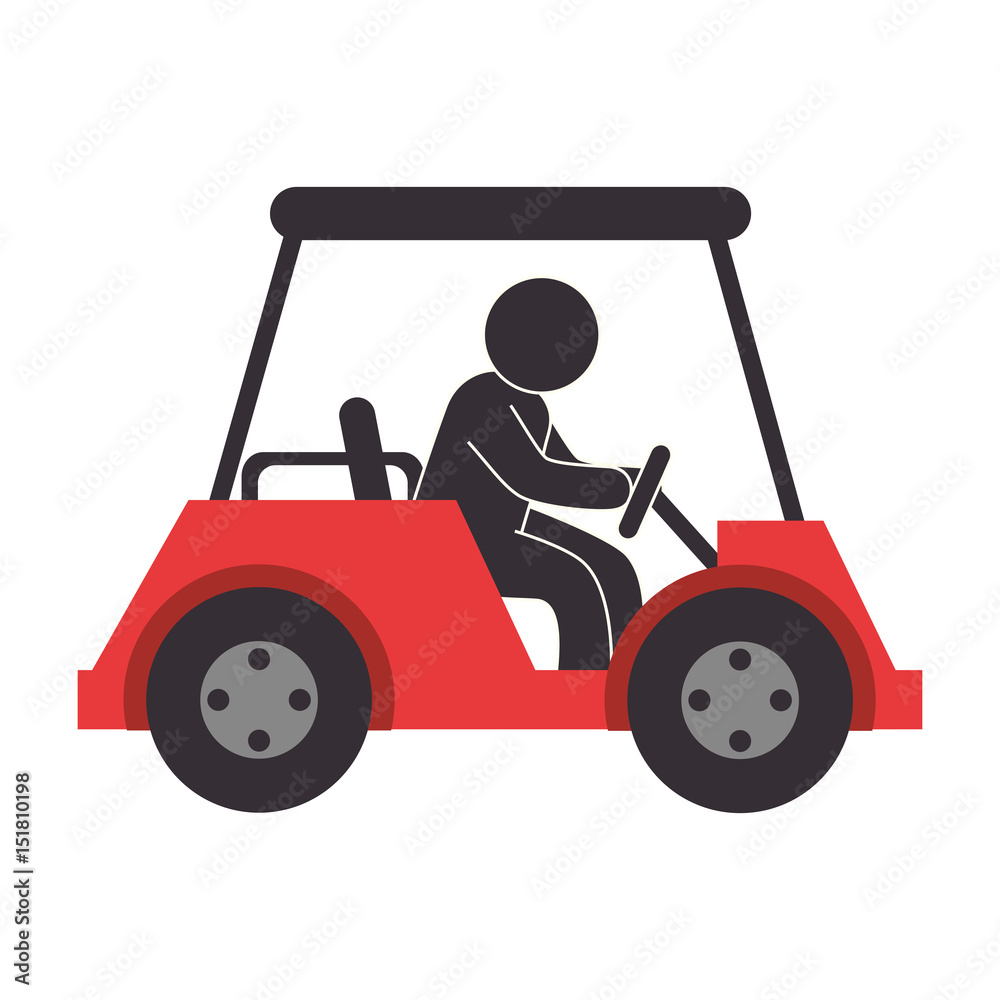 golf car with driver isolated icon vector illustration design