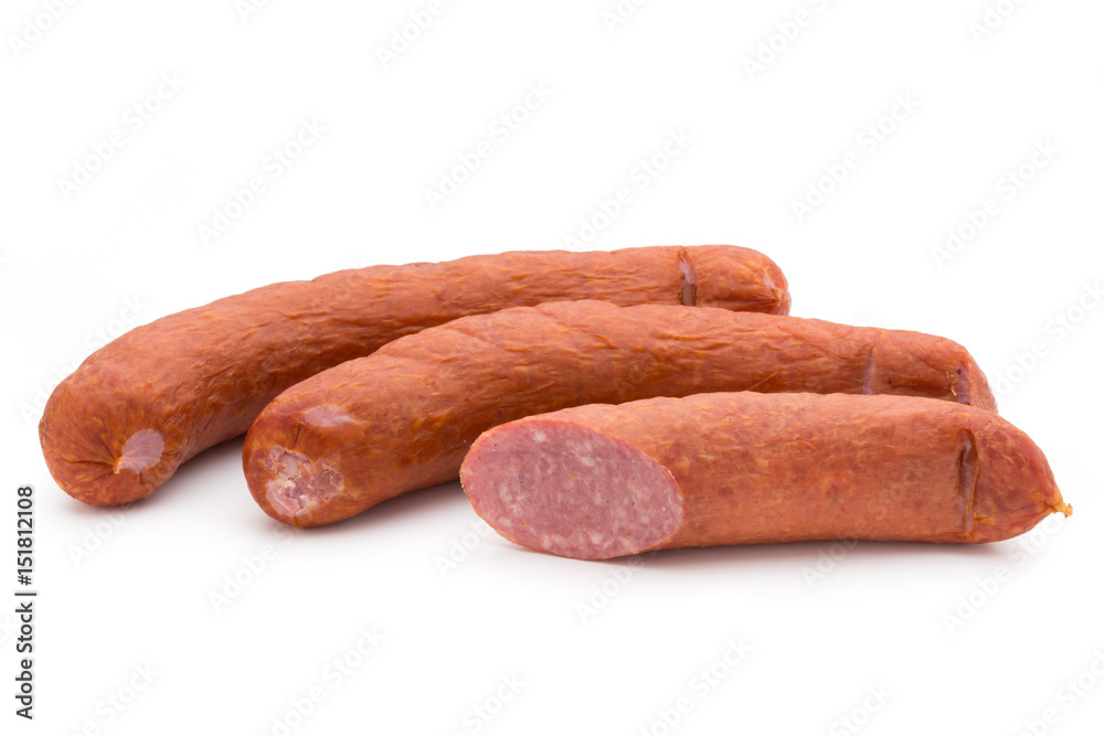 Smoked sausage on a white background. Smoked sausage on a white background.