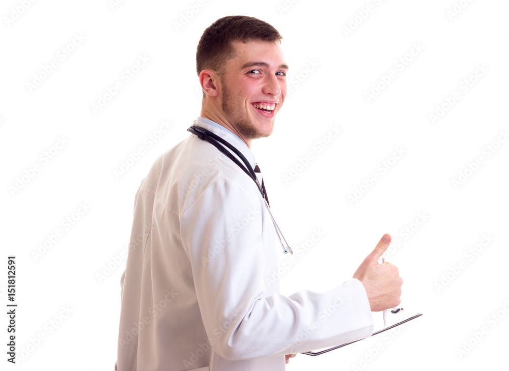 Young man in doctor gown Young man in doctor gown