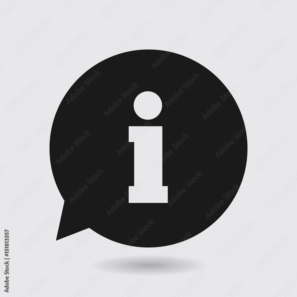 Info speech bubble symbol. Flat design style.