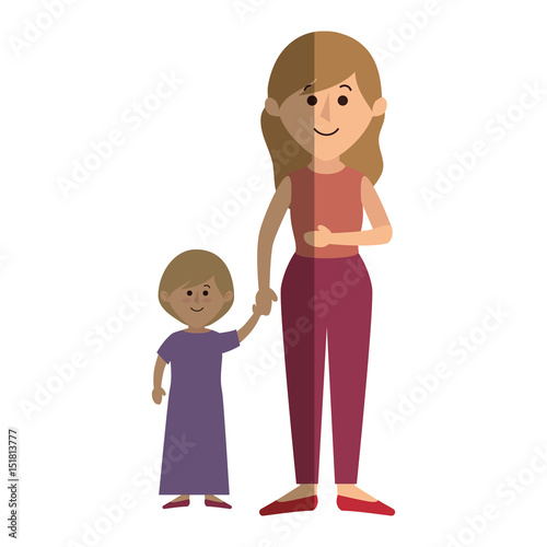 beautifull mother with daughter avatar character vector illustration design