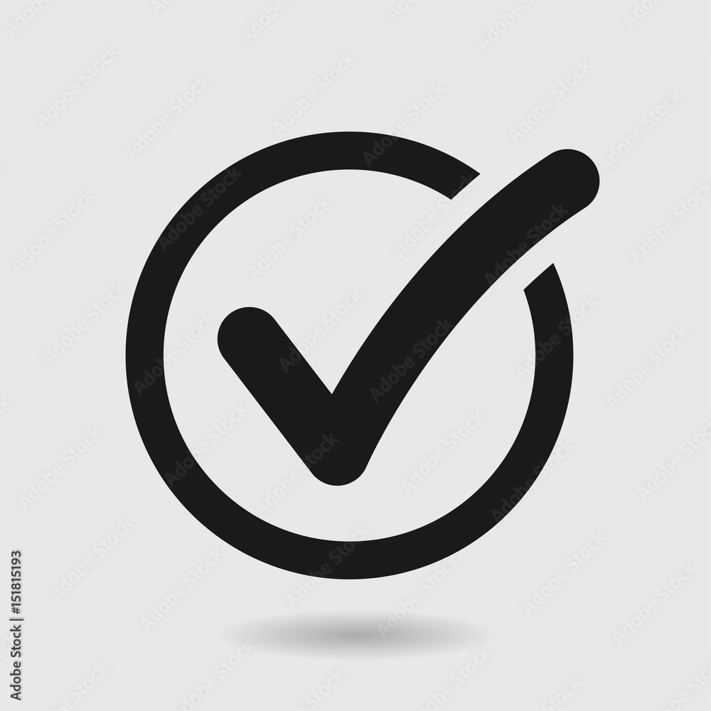 Check list button icon. Check mark in round sign. Check list button icon. Check mark in round sign.