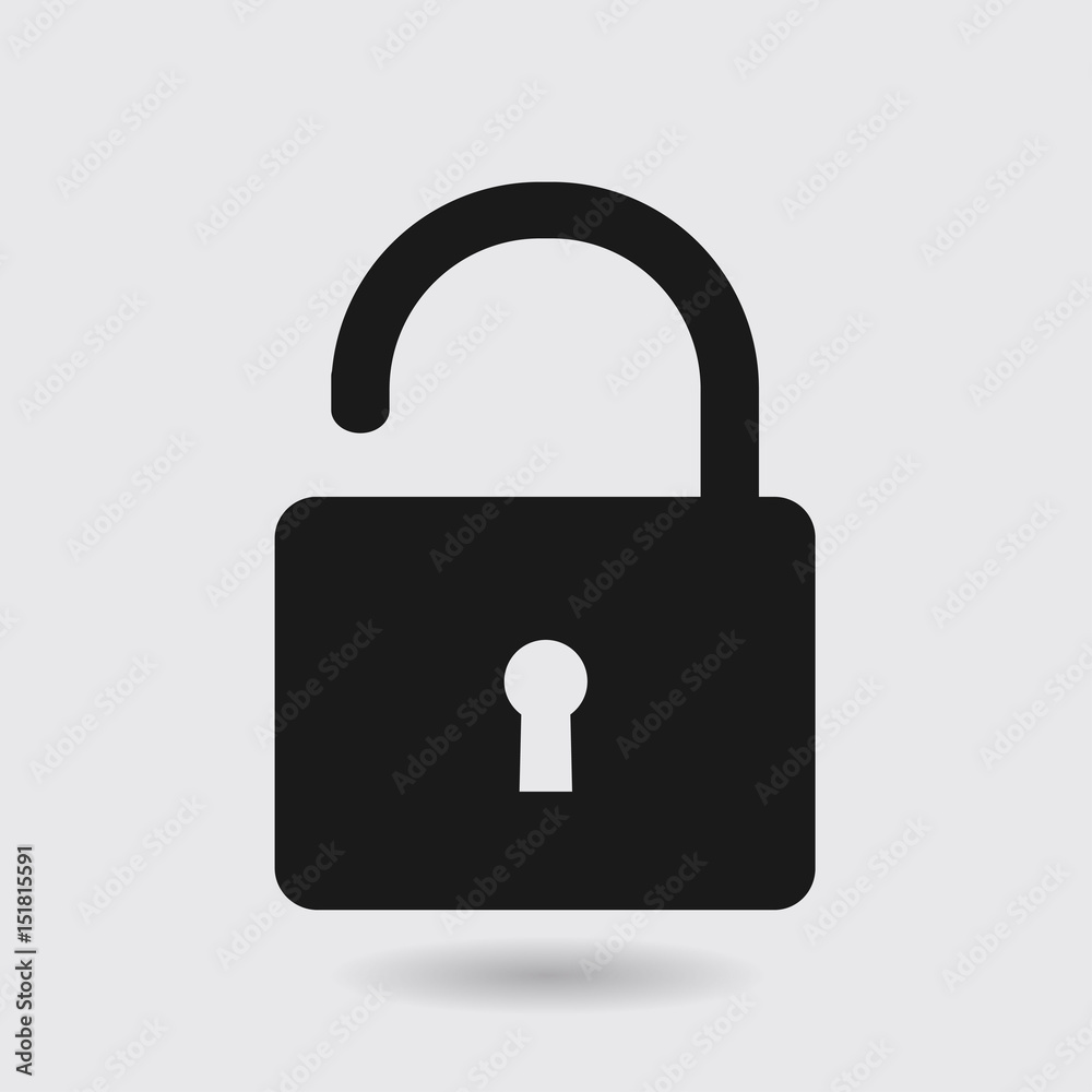 Unlock icon. Flat design style. Access to the user. Unlock icon. Flat design style. Access to the user.