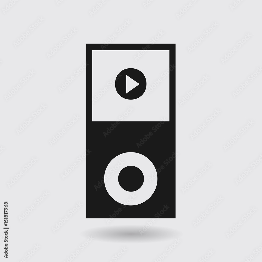 Portable media player icon. Flat design style. Portable media player icon. Flat design style.