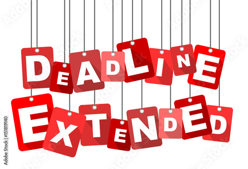 Red vector flat design background deadline extended. It is well adapted for web design.