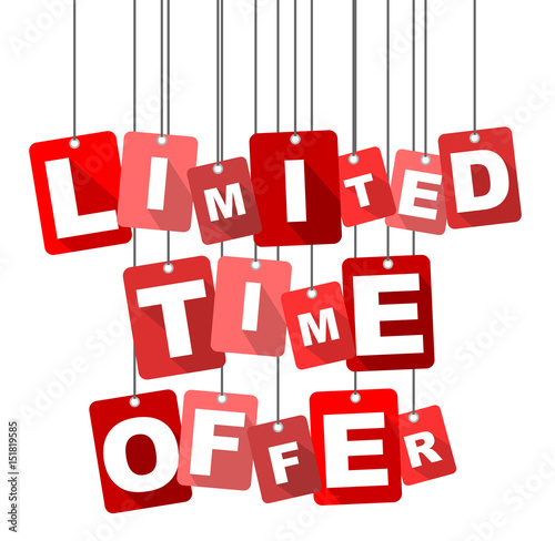 Red vector flat design background limited time offer. It is well adapted for web design.