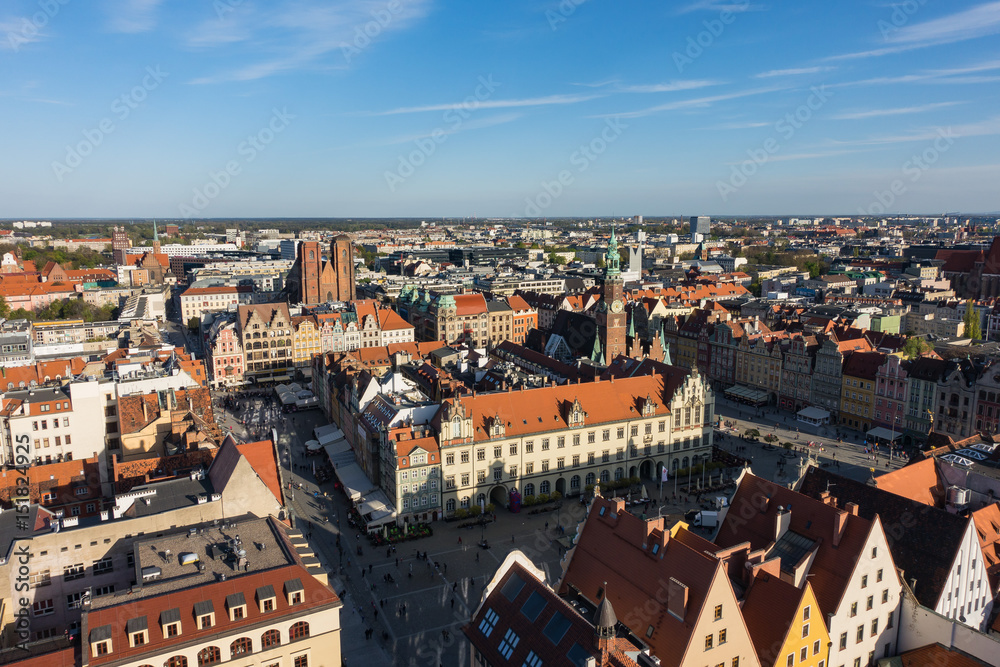 Aerial view of Wroclaw Stare Miasto, Poland